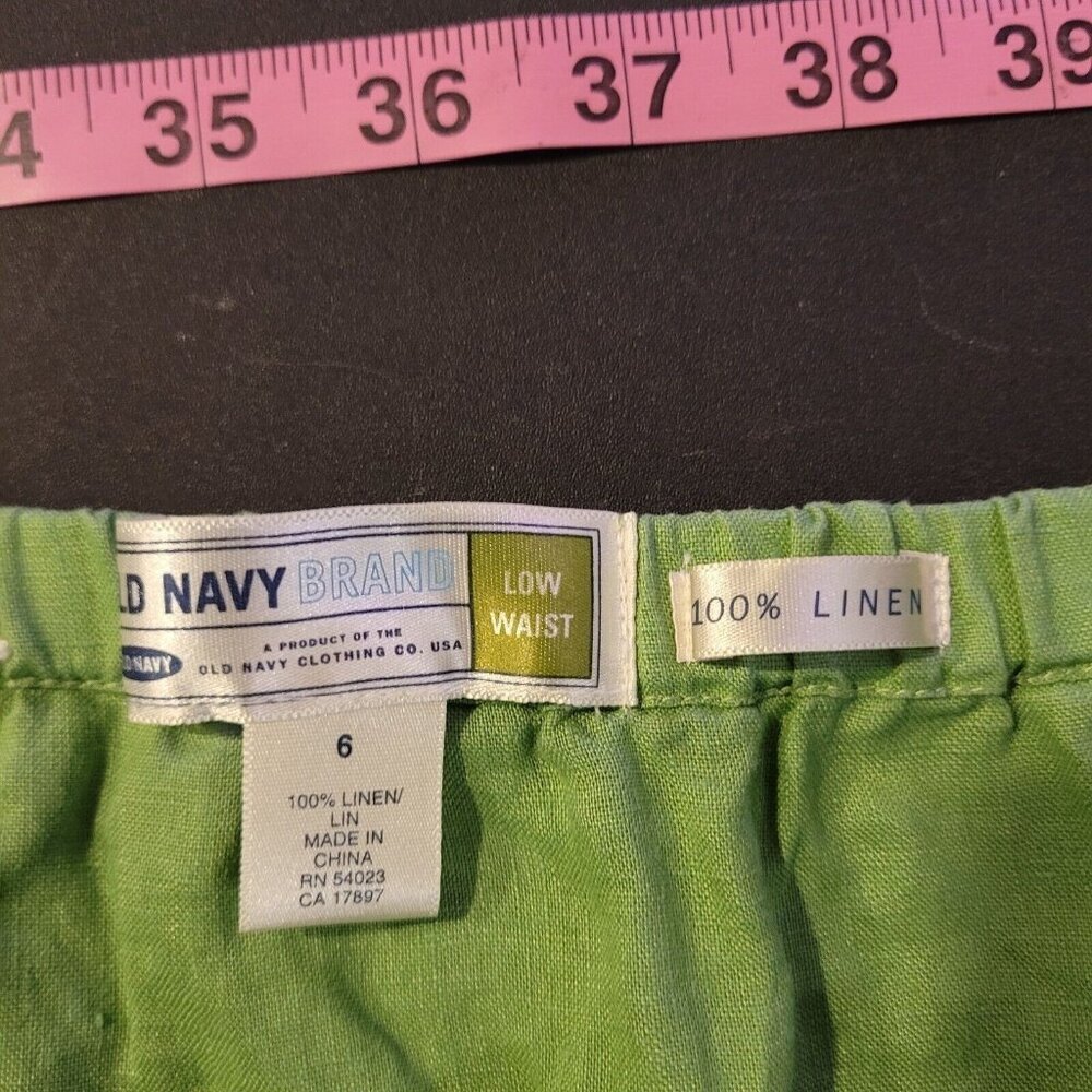 Old Navy Low Rise Linen Skirt Womens 6 Green Ruffle Hem Tiered Y2K - Picture 5 of 7